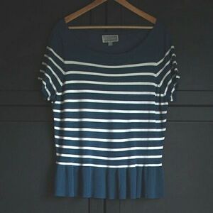 Guillaume | Short Sleeve Peplum Striped Sweater